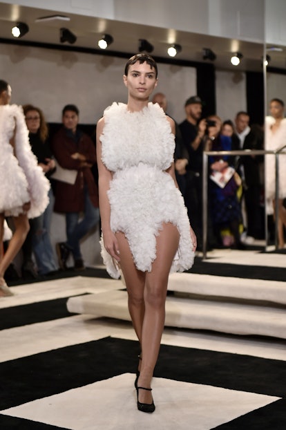 Emily Ratajkowski walks the runway for the Tomo Koizumi fashion show during New York Fashion Week at...