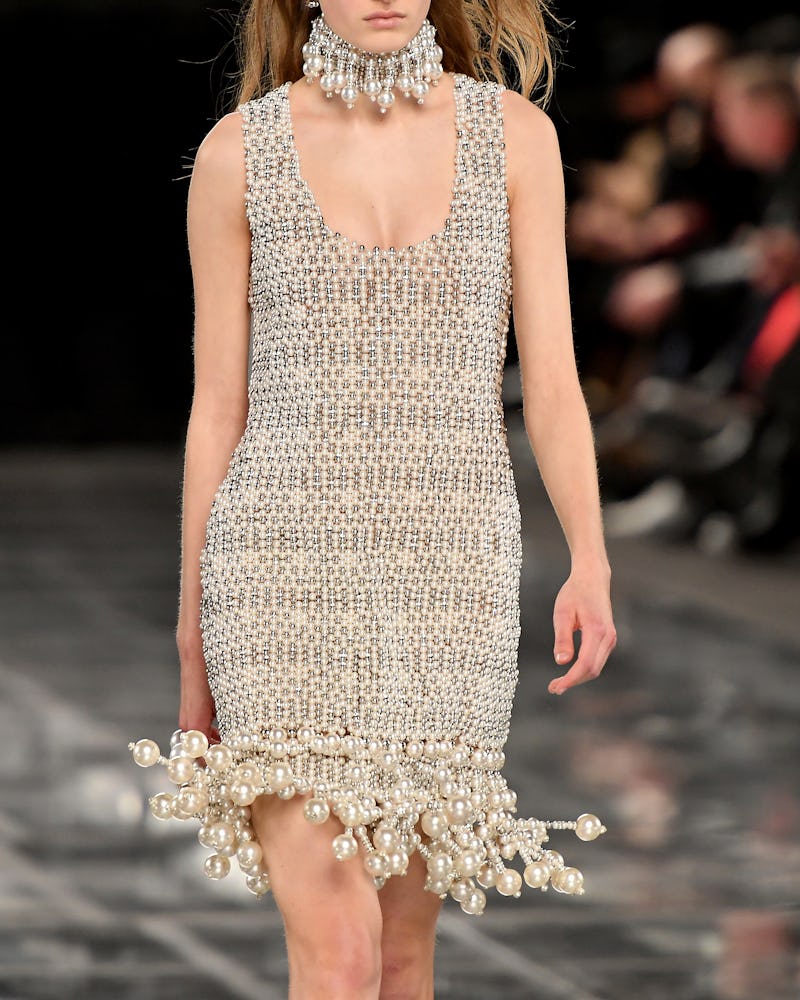 beaded dress on runway