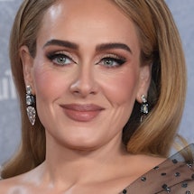 LONDON, ENGLAND - FEBRUARY 08: (EDITORIAL USE ONLY)  Adele arrives at The BRIT Awards 2022 at The O2...