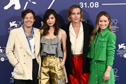 Harry Styles, Gemma Chan, Chris Pine, and Olivia Wilde posed for photos at the 79th Venice Internati...