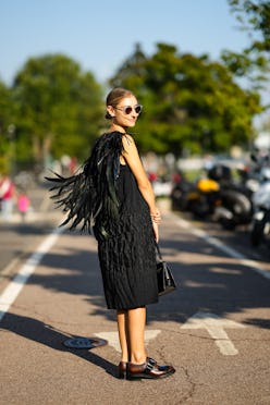 Jenny Walton in a feather dress