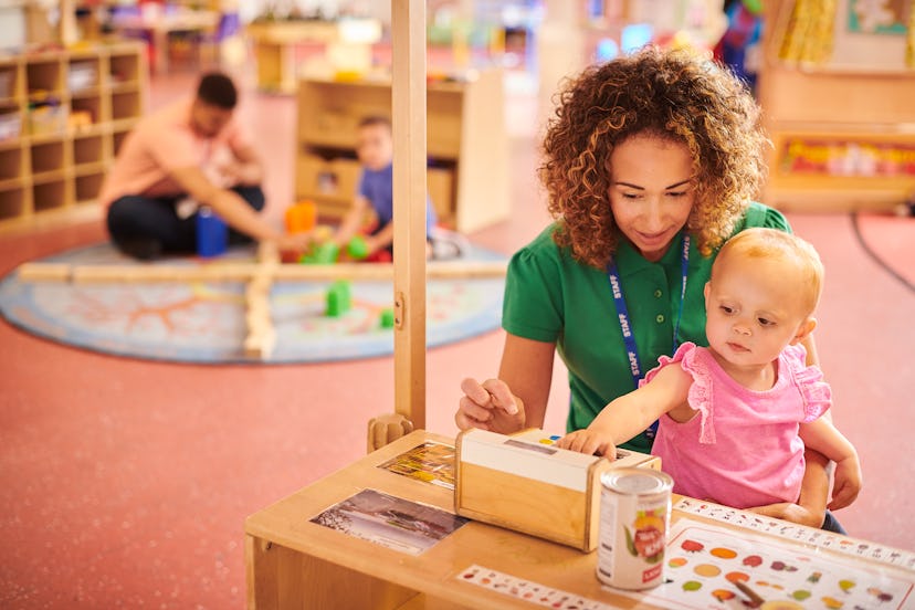 maths through play in a day care for babies in an article about how to help your baby get used to da...