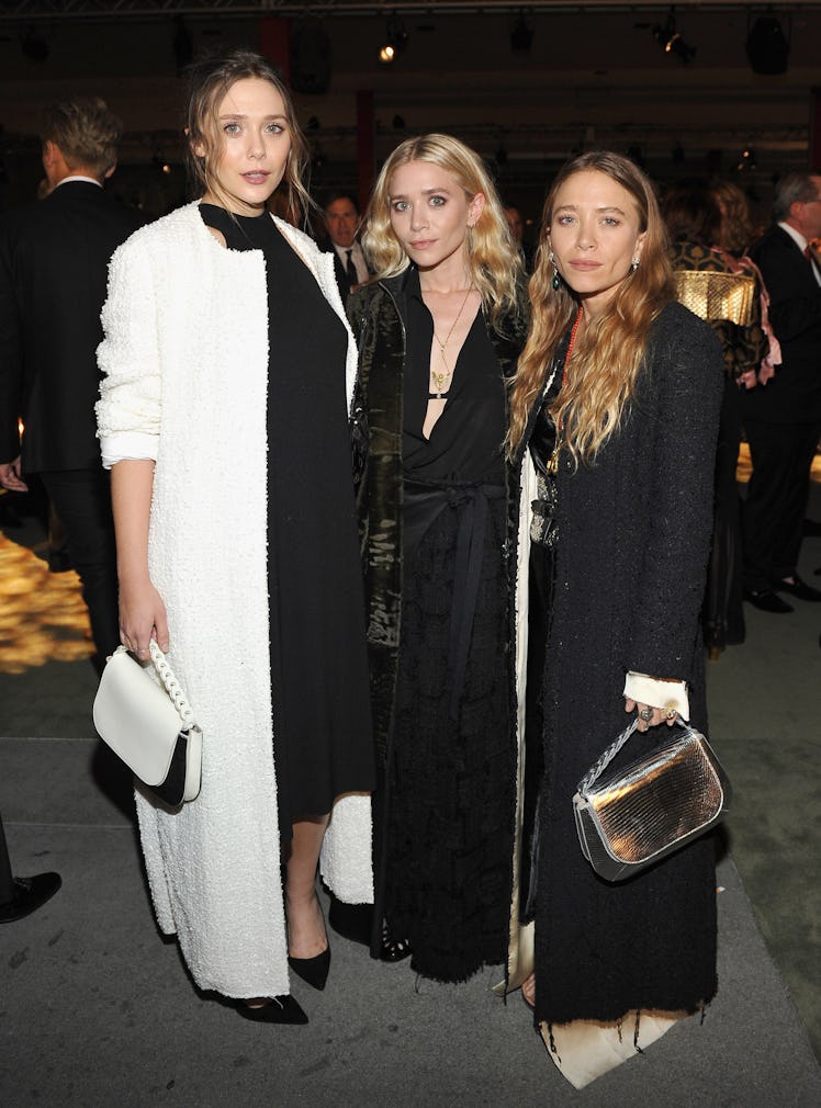 Actresses Elizabeth Olsen, Ashley Olsen and Mary Kate Olsen attend the 2016 LACMA Art + Film Gala