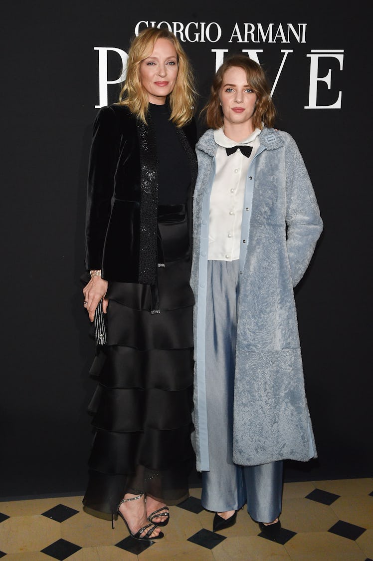 Uma Thurman and her daughter Maya Hawke attend the Giorgio Armani Prive Haute Couture 