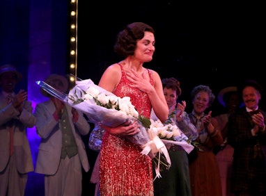 NEW YORK, NEW YORK - SEPTEMBER 06: Lea Michele takes her first curtain call as "Fanny Brice" in "Fun...