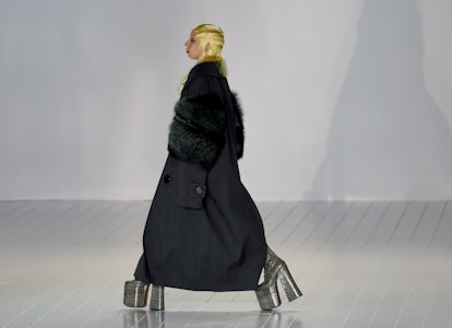TOPSHOT - Lady Gaga walks the runway as she displays the fashion of Marc Jacobs February 18, 2016 at...