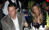 (051909  Boston, MA)  Gisele Bundchen steals some of Tom Brady's dessert as he visits during the Cha...