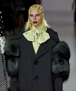 Lady Gaga walks the runway as she displays the fashion of Marc Jacobs February 18, 2016 at the  Park...