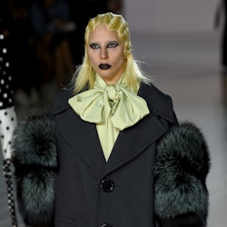 Lady Gaga walks the runway as she displays the fashion of Marc Jacobs February 18, 2016 at the  Park...