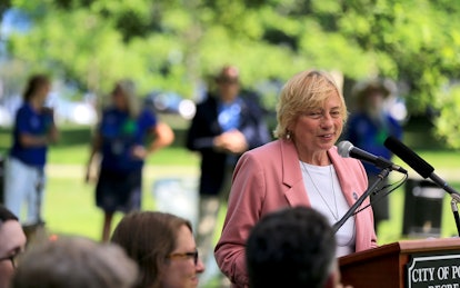 Janet Mills is a woman governor, running for reelection against Paul LePage in Maine's governor race...