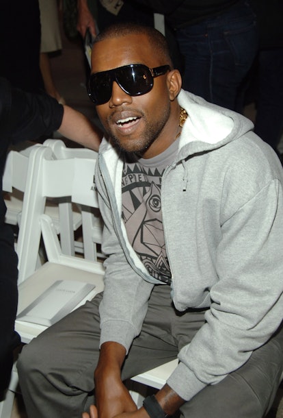 Kanye West during Olympus Fashion Week Spring 2007 - Luca Luca - Front Row and Backstage at The Prom...