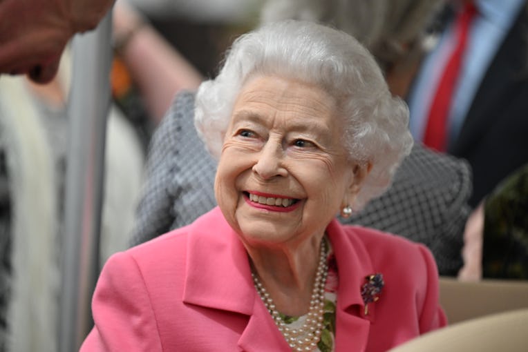 LONDON, ENGLAND - MAY 23: Queen Elizabeth II is given a tour by Keith Weed, President of the Royal H...
