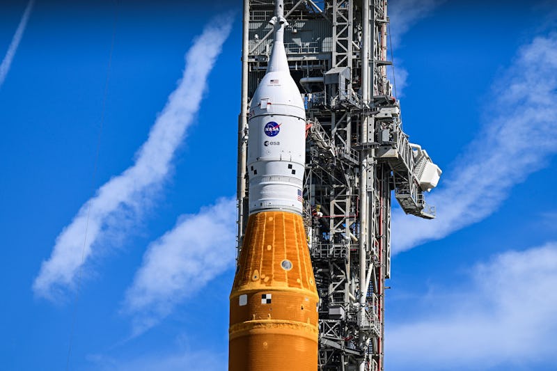TOPSHOT - The Artemis I unmanned lunar rocket sits on the launch pad at the Kennedy Space Center on ...