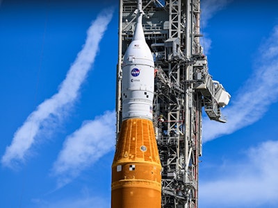 TOPSHOT - The Artemis I unmanned lunar rocket sits on the launch pad at the Kennedy Space Center on ...