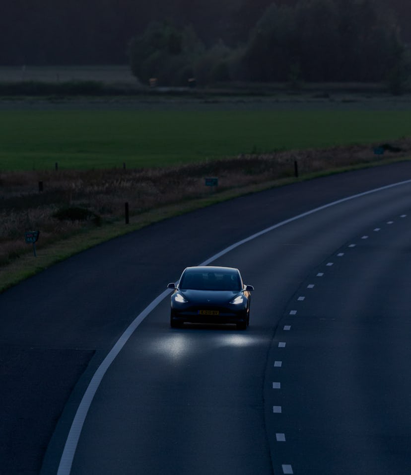 Wierden, Twente, Overijssel, Netherlands, june 11th 2022, close-up of a Dutch 2020 electric Tesla Mo...