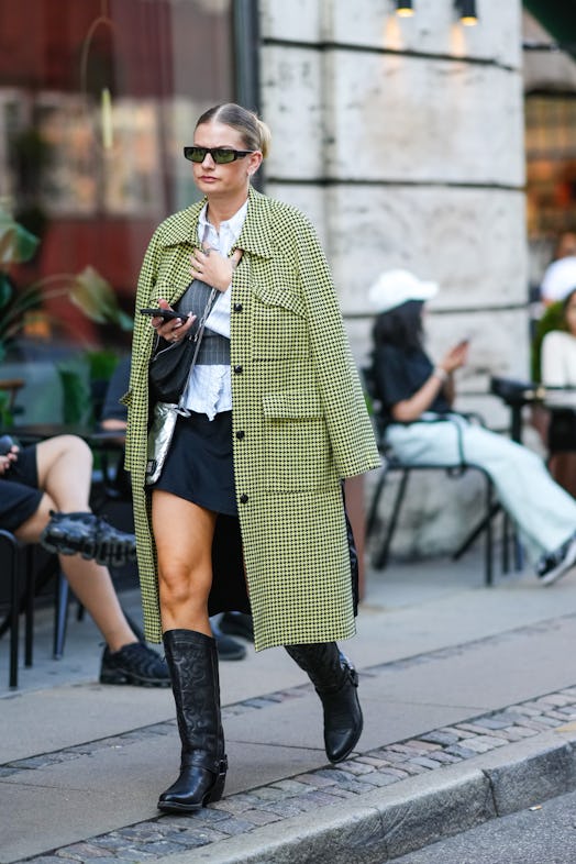 skirt and boots street style