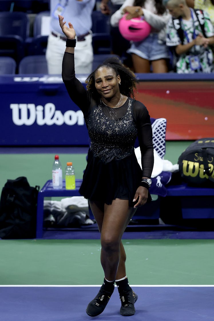 Brunette Halloween Costume: Serena Williams in a black tennis dress at 2022 US Open on September 02,...