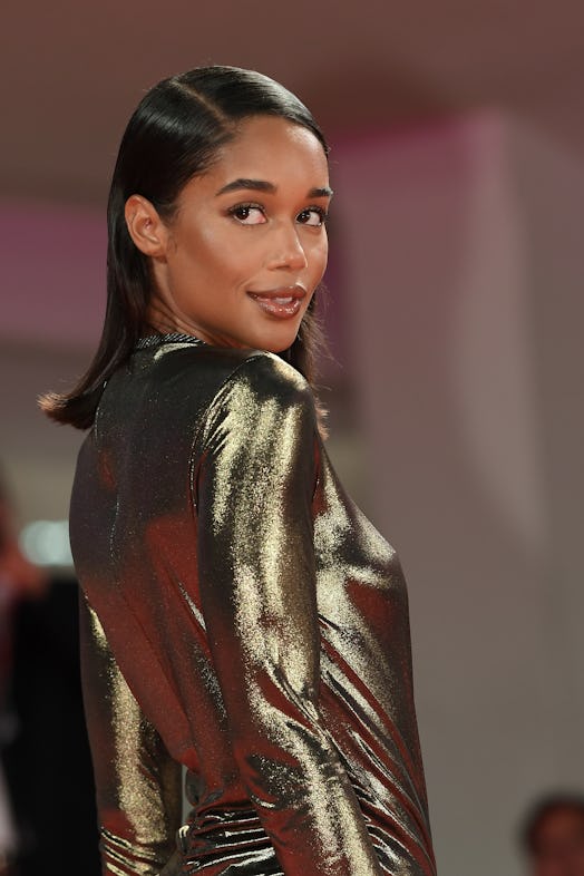 American actress Laura Harrier at the 79 Venice International Film Festival 2022. Red carpet The Wha...