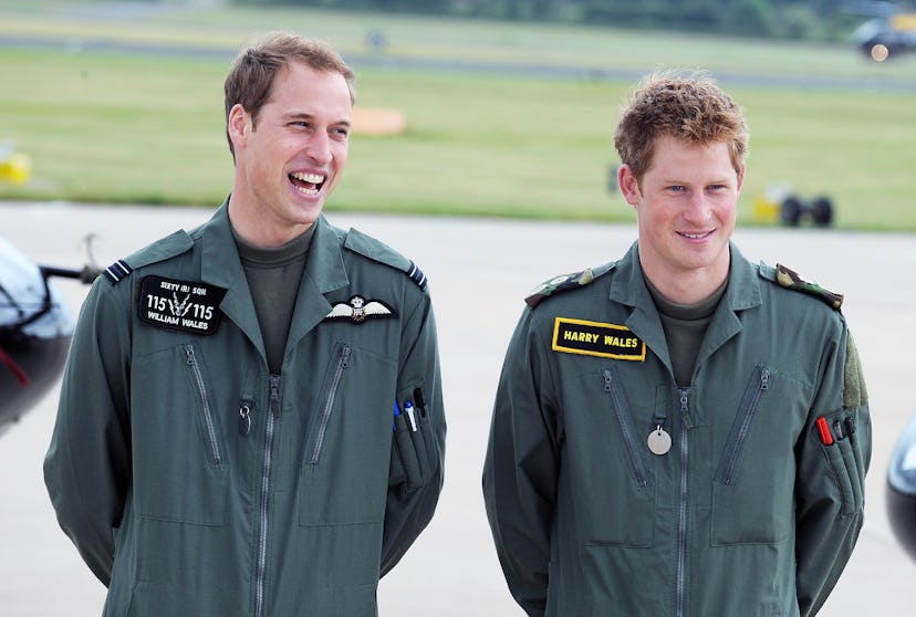 Prince William and Prince Harry in the military.