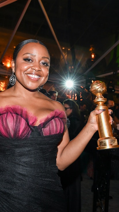 Quinta Brunson appeared at the 80th Golden Globes After Party with her wins in hand. 