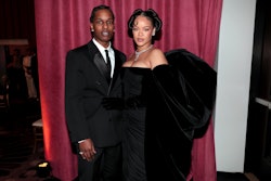 80th Annual GOLDEN GLOBE AWARDS -- Pictured: (l-r) A$AP Rocky and Rihanna attend the 80th Annual Gol...