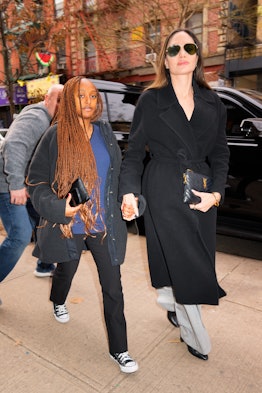 Angelina Jolie and Zahara Pitt-Jolie are seen on January 11, 2023 in New York City
