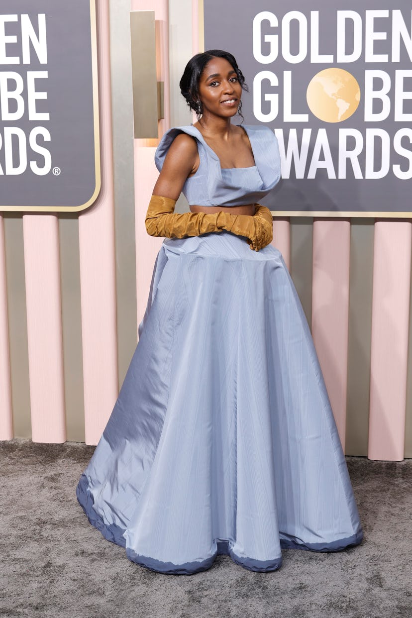 BEVERLY HILLS, CALIFORNIA - JANUARY 10: Ayo Edebiri attends the 80th Annual Golden Globe Awards at T...