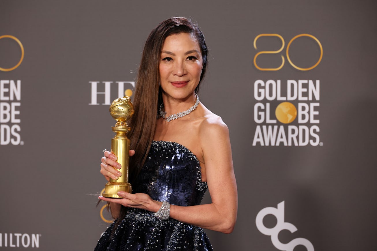 BEVERLY HILLS, CALIFORNIA - JANUARY 10: 80th GOLDEN GLOBE AWARDS -- Michelle Yeoh won a Golden Globe...