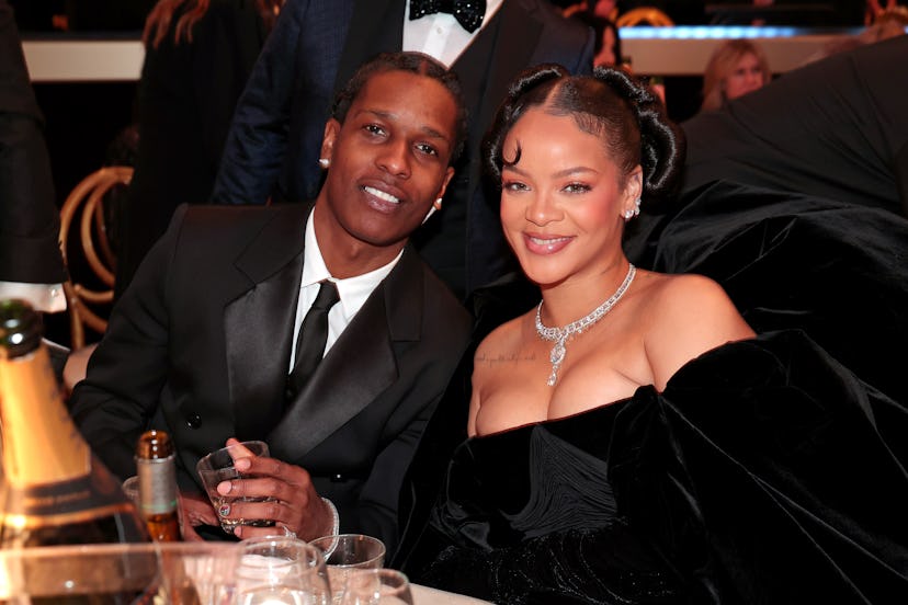 A$AP Rocky and Rihanna at the 2023 Golden Globe Awards