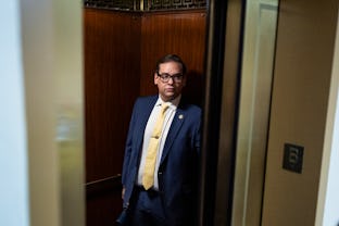 UNITED STATES - JANUARY 12: Rep. George Santos, R-N.Y., is seen in the U.S. Capitol on Thursday, Jan...