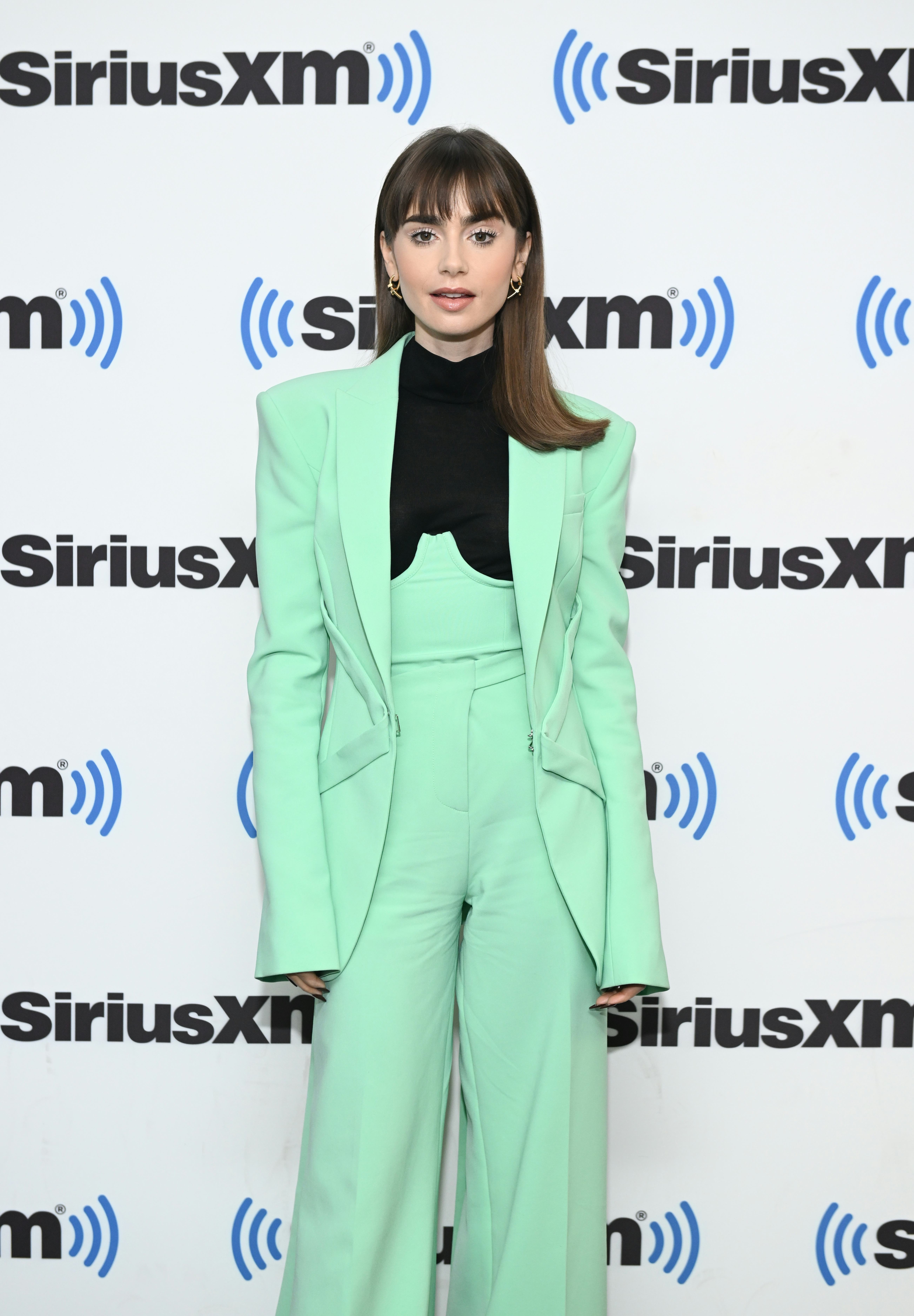 Lily Collins aces the spring 2023 hair color cool-toned brunette trend at SiriusXM&rsquo;s Town Hall with &hellip;