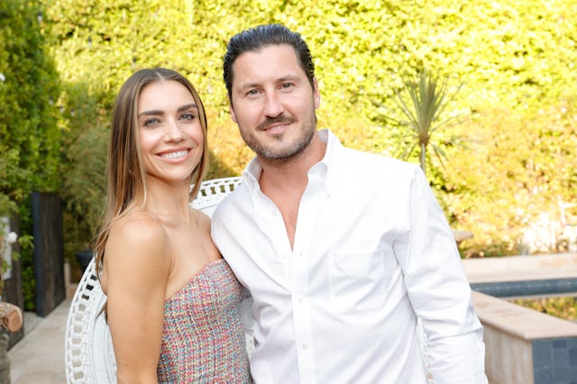 Jenna Johnson (L) and Val Chmerkovskiy (R) attend the Jeannie Mai x Owls Brew Boozy Tea Party at The...