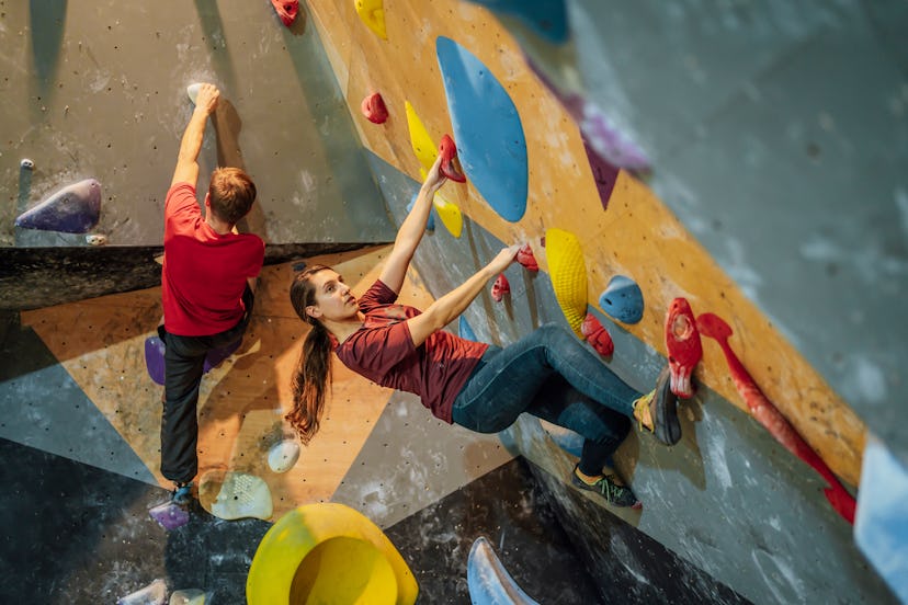 Rock climbing is a fun athletic date idea.