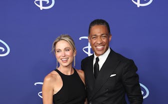 NEW YORK, NEW YORK - MAY 17: Amy Robach amd TJ Holmes attend the 2022 ABC Disney Upfront at Basketba...