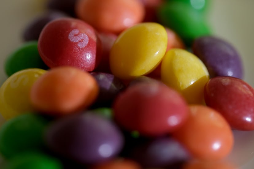 KATWIJK, NETHERLANDS - MAY 19: Skittles, a fruit-flavored candy, produced by Wrigley Company, a divi...