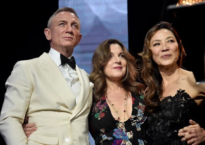 BEVERLY HILLS, CALIFORNIA - SEPTEMBER 21: (L-R) Daniel Craig, Barbara Broccoli and Michelle Yeoh ons...