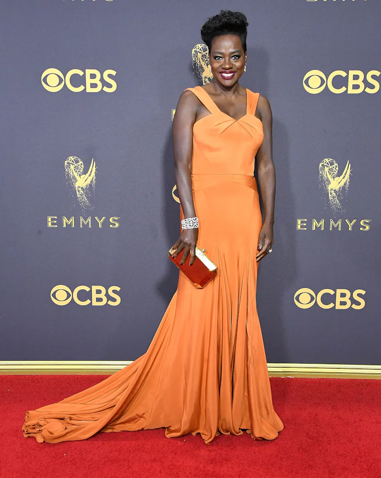 orange dress red carpet Versace Celebrities on the Oscars 2021 Red Carpet