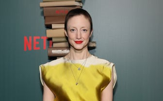 NEW YORK, NEW YORK - DECEMBER 07: Andrea Riseborough attends a special screening of "Roald Dahl's Ma...