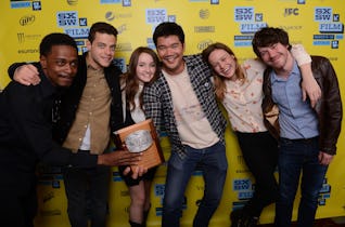AUSTIN, TX - MARCH 12:  (L-R) Actor Keith Stanfield, actor Rami Malek, actress Kaitlyn Dever, direct...