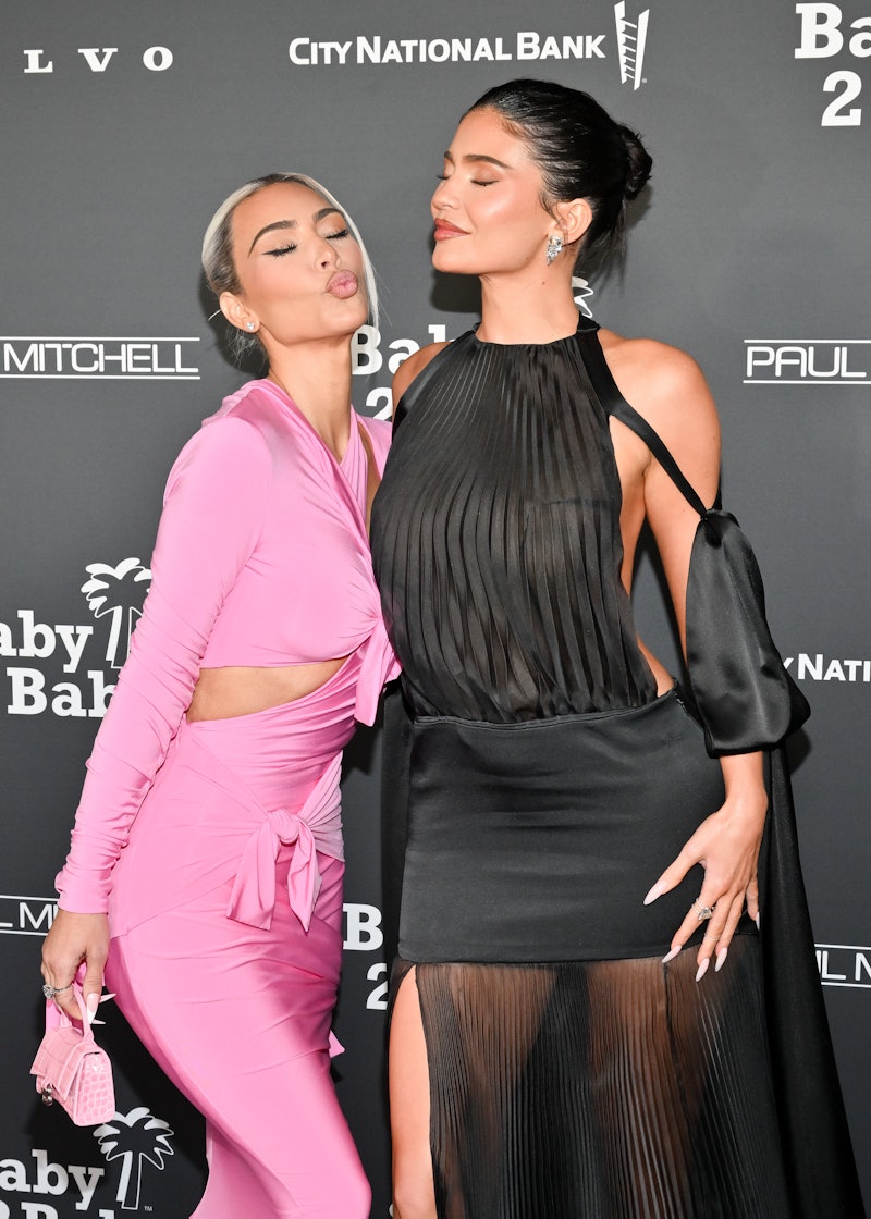 Kim Kardashian and Kylie Jenner at the 2022 Baby2Baby Gala held at Pacific Design Center on November...