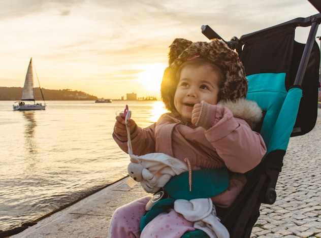 Portrait of baby girl in Lisbon, Portugal in article about baby girl names that start with Y