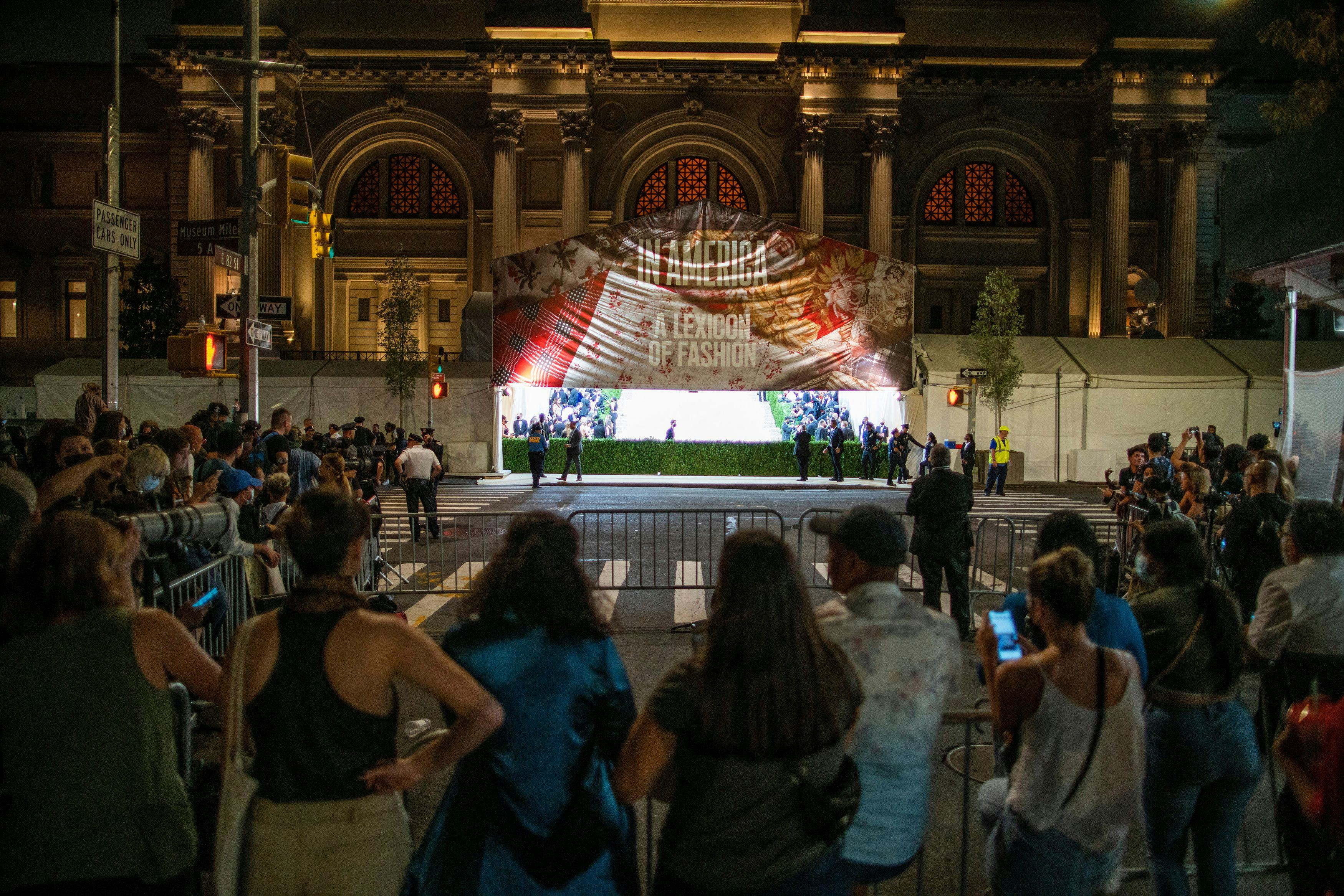 Fans outside the Metropolitan Museum of Art during the Met Gala.