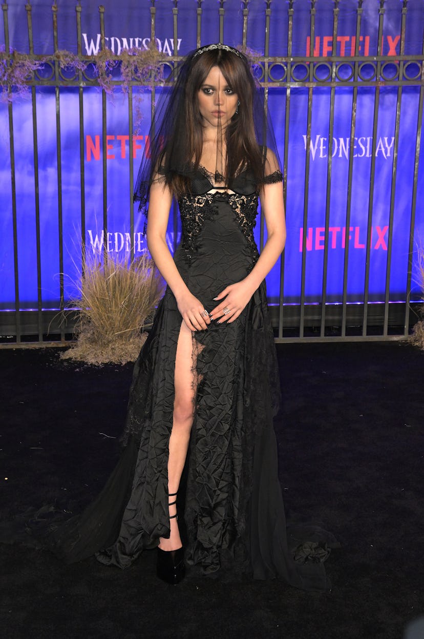 Jenna Ortega attends the world premiere of Netflix's "Wednesday" at Hollywood Legion Theater on Nove...
