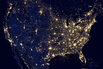 This image of the United States of America at night is a composite assembled from data acquired by t...