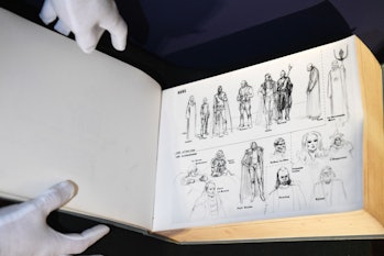 A page of one of the ten Alejandro Jodorowsky's epic 1970 Dune storyboard copies is displayed to the...