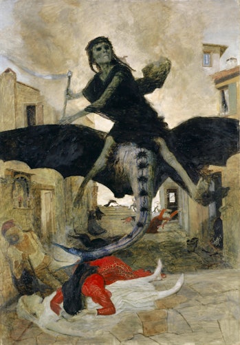 The Plague, 1898. Found in the collection of the Basel Art Museum.  Artist Böcklin, Arnold (1827-1901).  (...