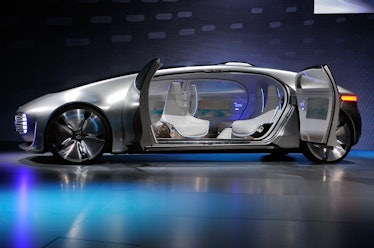 LAS VEGAS, NV - JANUARY 05:  A Mercedes-Benz  F 015 autonomous driving automobile is displayed at th...