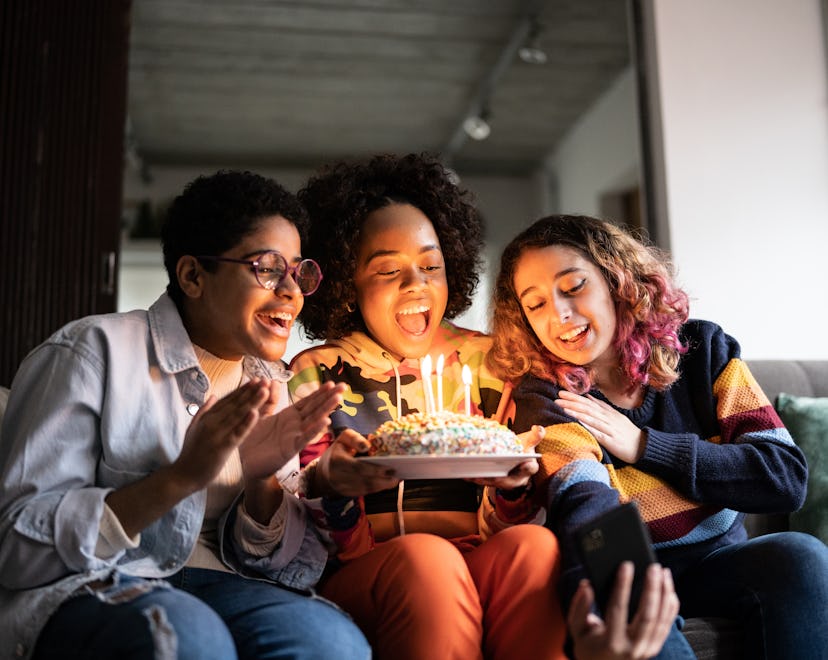 Friends celebrating birthday, in a story about Aquarius Instagram captions