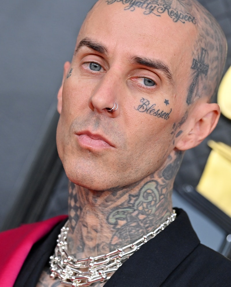LAS VEGAS, NEVADA - APRIL 03: Travis Barker attends the 64th Annual GRAMMY Awards at MGM Grand Garde...