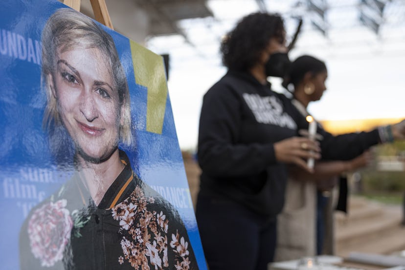 NEW MEXICO, USA - OCTOBER 23: Locals and members of the local film community mourn the loss of cinem...